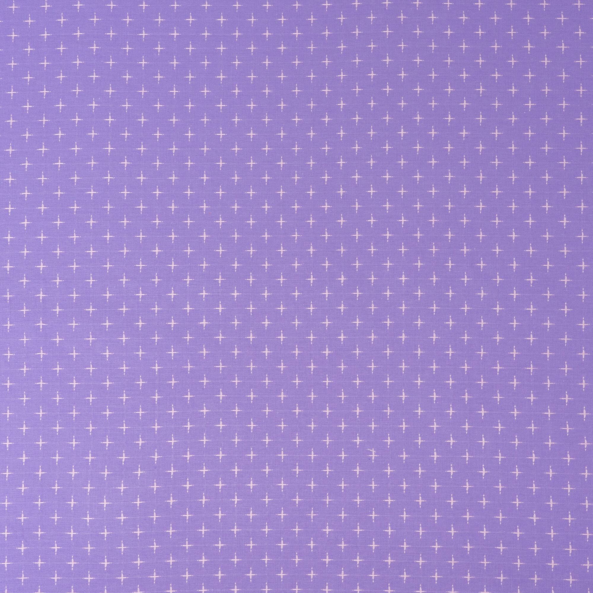 SINGER Purple Embroidery Print Ringspun Cotton Fabric